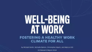 graphic Well-being at work fostering a health work climate for all by Richard Smith, Michelle Barton, Christopher Meyers, and Marcus Erb 2024