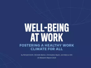 graphic Well-being at work fostering a health work climate for all by Richard Smith, Michelle Barton, Christopher Meyers, and Marcus Erb 2024